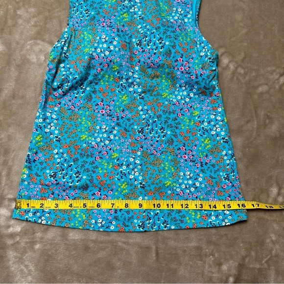 Lands' End High Neck Floral Turquoise Tankini Top Size 2P - Picture 7 of 8